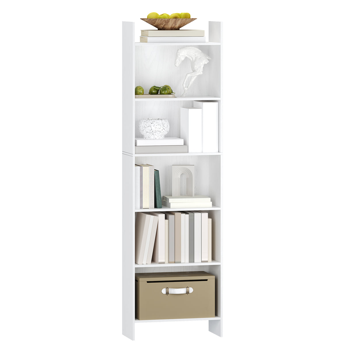 6-Tier Bookshelf, 66.9" Tall Standing Bookcase, Multi-Purpose Display & Storage Unit, Corner Shelf for Home Office, Living Room, or Bedroom