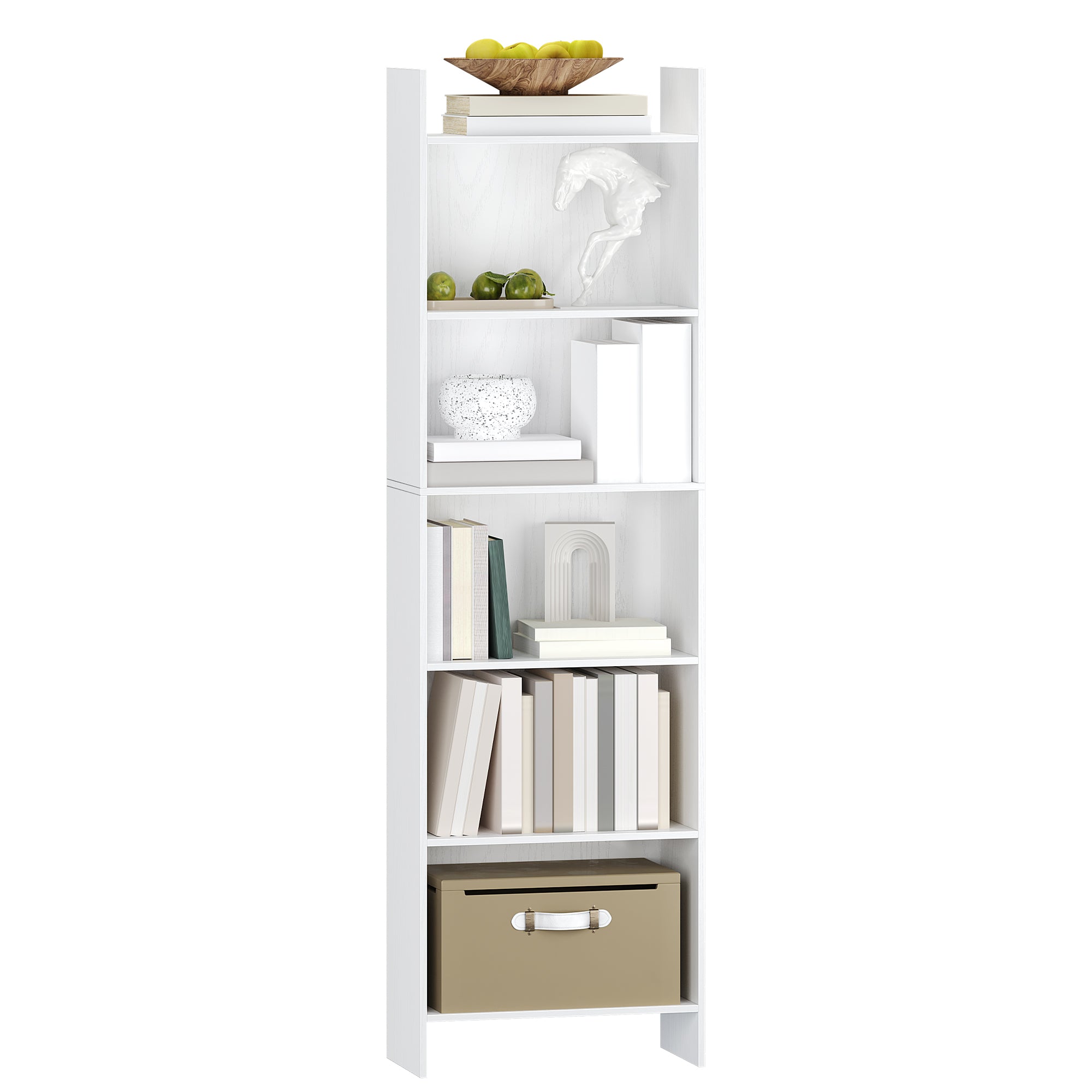 Hzuaneri 6-Cube Room Divider Bookcase, 24 x 48 x 170 cm Open Shelf for Living Room, Study, Office, White