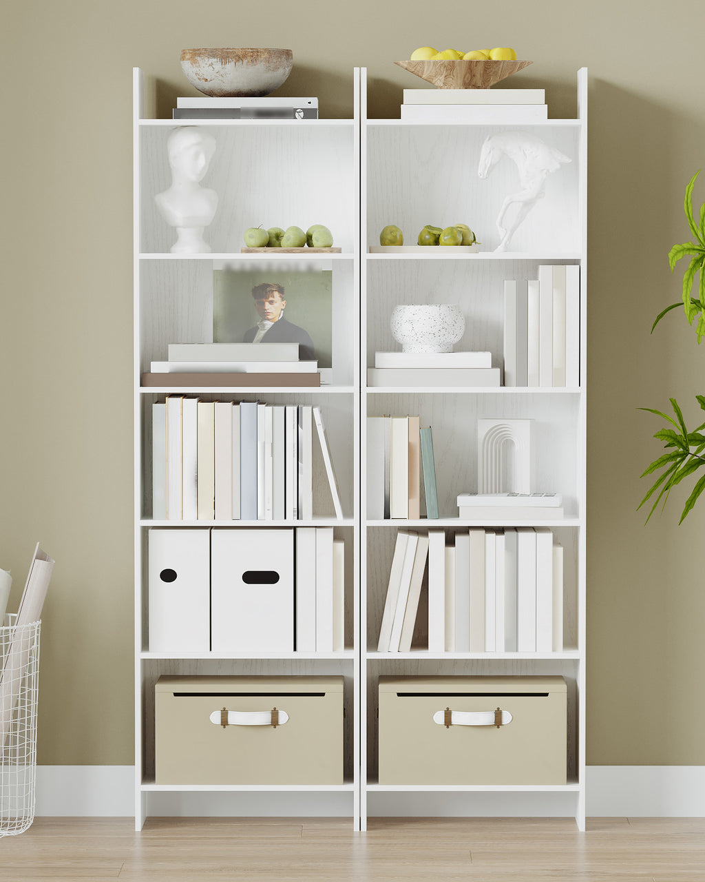 6-Tier Bookshelf, 66.9" Tall Standing Bookcase, Multi-Purpose Display & Storage Unit, Corner Shelf for Home Office, Living Room, or Bedroom