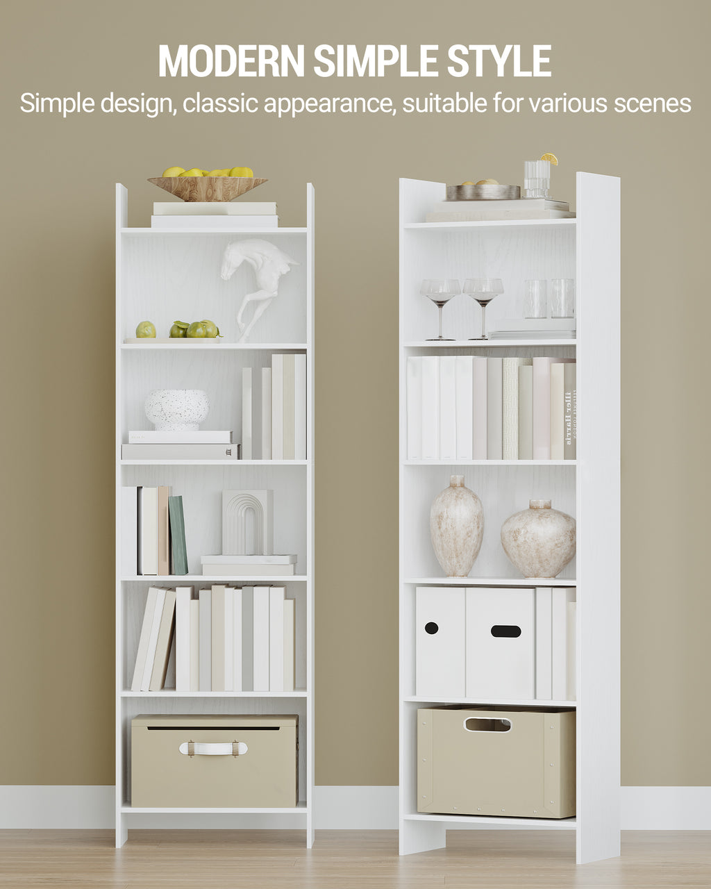 Hzuaneri 6-Cube Room Divider Bookcase, 24 x 48 x 170 cm Open Shelf for Living Room, Study, Office, White