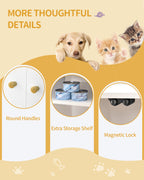 Hzuaneri Cat Litter Box Enclosure Enclosed, Hidden Litter Box Cabinet Furniture with Storage, White and Gold