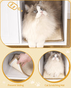 Hzuaneri Cat Litter Box Enclosure Enclosed, Hidden Litter Box Cabinet Furniture with Storage, White and Gold