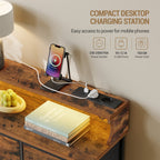 Hzuaneri 9-Drawer Dresser, LED Light Strip, 2 USB & 2 AC Ports