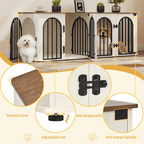 Hzuaneri Dog Crate Furniture for 2 Dogs, 63" Large Dog Kennel with Divider and Cushion for Medium Large Dogs, Double Dog Crate Furniture TV Stand, White Brown
