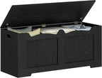 Hzuaneri 43.3" Large Storage Chest, Wooden Storage Bench with 2 Hinges, Lift-Top Chest Organizer for Living Room, Bedroom, Entryway, Black