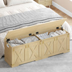 Hzuaneri 59" Extra Large Storage Chest, Storage Bench with Lift Top, 2 Safety Hinges, Shoe BenchToy Chest with Wooden Seat for Entryway, Bedroom, Living Room, Camel Yellow