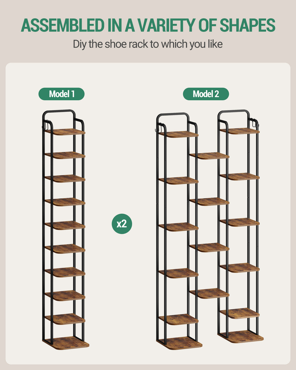Hzuaneri Adjustable Shoe Rack - Space-Saving Shoe Tower for Small Spaces