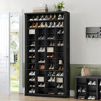 Hzuaneri Shoe Storage Cabinet, 13 Tier Tall Shoe Cabinet with Cubby, Wooden Shoe Rack Organizer, 52 Pairs, for Entryway, Hallway, Bedroom, Black