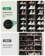 Hzuaneri Shoe Storage Cabinet, 13 Tier Tall Shoe Cabinet with Cubby, Wooden Shoe Rack Organizer, 52 Pairs, for Entryway, Hallway, Bedroom, Black