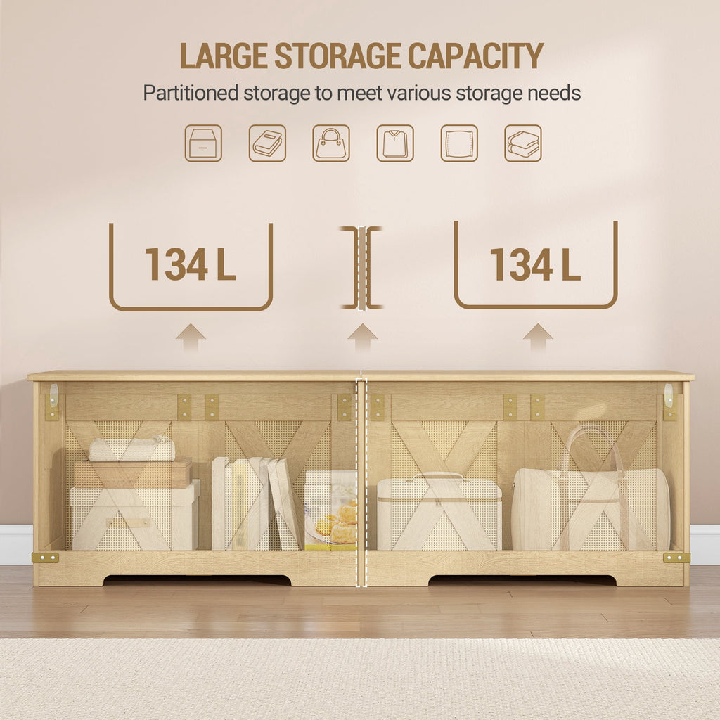 Hzuaneri 59" Extra Large Storage Chest, Storage Bench with Lift Top, 2 Safety Hinges, Shoe BenchToy Chest with Wooden Seat for Entryway, Bedroom, Living Room, Camel Yellow