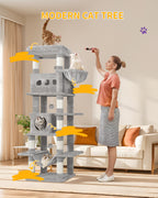 Hzuaneri Cat Tree,  Large Cat Tower for Indoor Cats, Multi-Level Cat House with Condo
