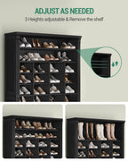 Hzuaneri Shoe Storage Cabinet, 13 Tier Tall Shoe Cabinet with Cubby, Wooden Shoe Rack Organizer, 52 Pairs, for Entryway, Hallway, Bedroom, Black