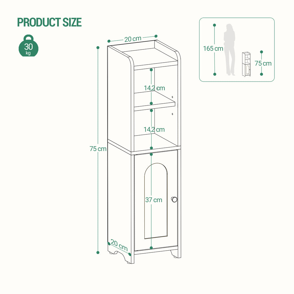 Hzuaneri ‌Narrow Toilet Cabinet with Door, Adjustable Shelves for Bathroom