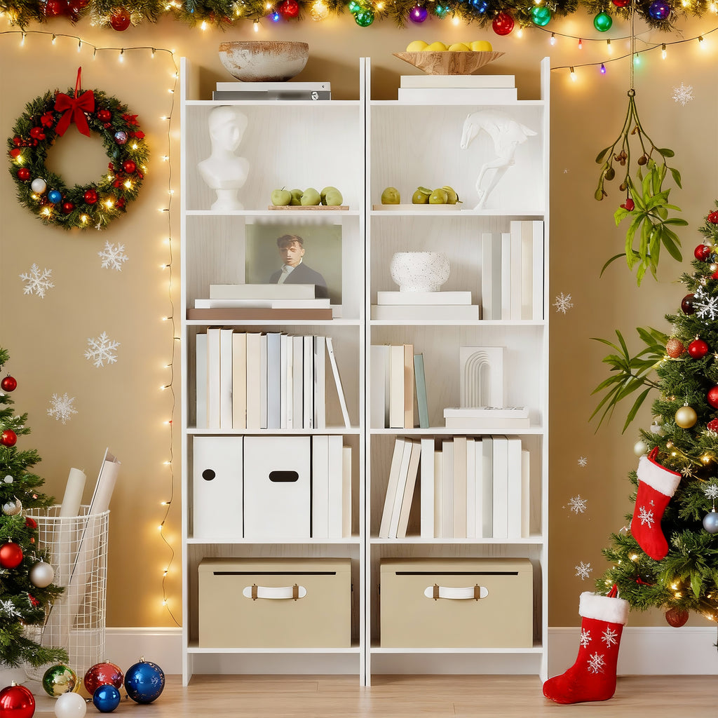 Hzuaneri 6-Cube Room Divider Bookcase, 24 x 48 x 170 cm Open Shelf for Living Room, Study, Office, White