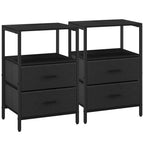 Hzuaneri Bedside Table Set of 2 with 2 Fabric Drawers & Shelf, Nightstand for Bedroom and Living Room, Black