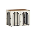 Hzuaneri Dog Cage Furniture, 80cm Dog Box for Home, 3 Doors, Arched Door, White Brown