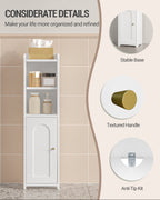 Hzuaneri ‌Narrow Toilet Cabinet with Door, Adjustable Shelves for Bathroom