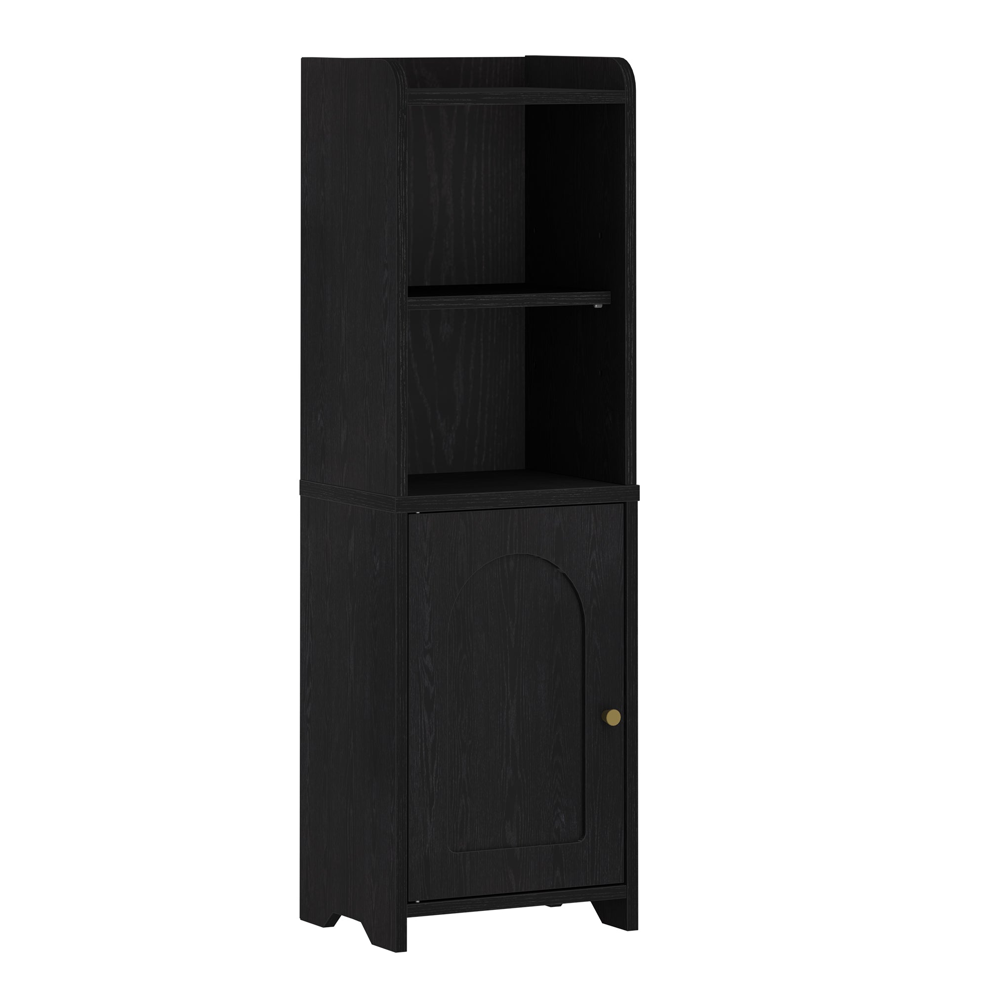 Hzuaneri Bathroom Cabinet, Storage Unit with Doors, Corner Cabinet with Adjustable Shelves, Toilet Cabinet, 20 x 25 x 80 cm, Black BC39704X