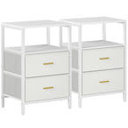 Hzuaneri Bedside Table Set of 2 with 2 Fabric Drawers & Shelf, Nightstand for Bedroom and Living Room, White
