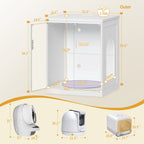 Hzuaneri Extra Large Cat Litter Box Enclosure, Self-Cleaning Hidden Cabinet with Glass Door and RGB Light, Modern,White