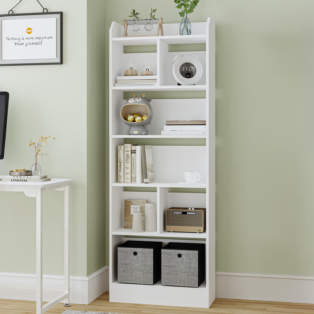 Hzuaneri 6-Cube Bookcase, Freestanding Storage Shelf for Living Room, Office, Bedroom, White