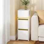 HEXCELEN Nightstand, Narrow, Side Table with 2 Drawers and 1 Open Compartment, Bedside Table for Bedroom, Side Table, for Bedroom, Living Room, Modern, White 321103X