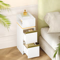 HEXCELEN Nightstand Set of 2, Narrow, Side Table with 2 Drawers and 1 Open Compartment, Bedside Table for Bedroom, Side Table, for Bedroom, Living Room, Modern, White 321203X