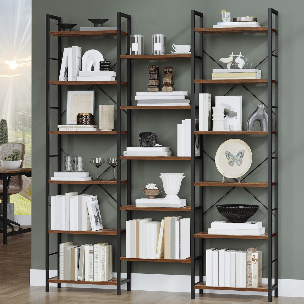Hzuaneri bookshelves, free-standing shelves, shelf with 17 shelves, 6 tiers, 24 x 152 x 186 cm