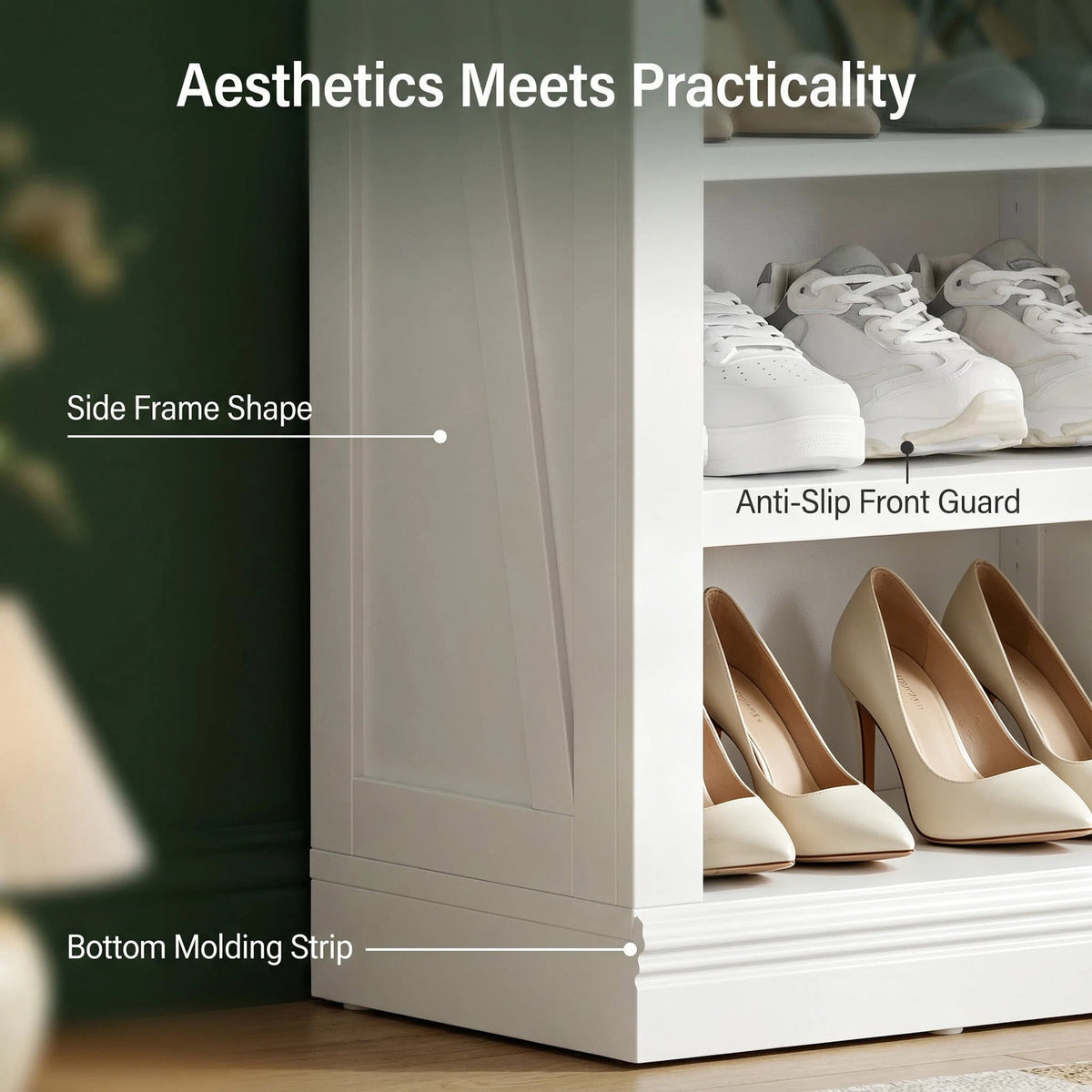 Hzuaneri 71.3"H Large Freestanding Farmhouse Shoe Storage Cabinet, Indoor Entryway & Living Room Shoe Organizer with Adjustable Shelves, 10‑Tier Shoe Cubby Unit Holds 46‑50 Pairs as Home Storage Furn