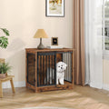 Hzuaneri 27.2" Dog Crate Furniture with Barn Door, Heavy Duty Wooden Kennel for Small Dogs up to 22 lb, Rustic Brown