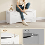 47.2" Storage Chest, Wooden Lift-Top Bench Trunk with 2 Hinges, Shoe Bench Organizer, White