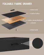 Hzuaneri Bedside Table Set of 2 with LED Lights & Charging Station, USB Ports & Outlets, Black