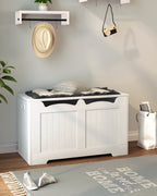 Hzuaneri Storage Bench, 40 x 76 x 48 cm, White – Bench with Storage and 2 Sturdy Hinges; Storage Unit for Hallway, Bedroom, Living Room SB04403X