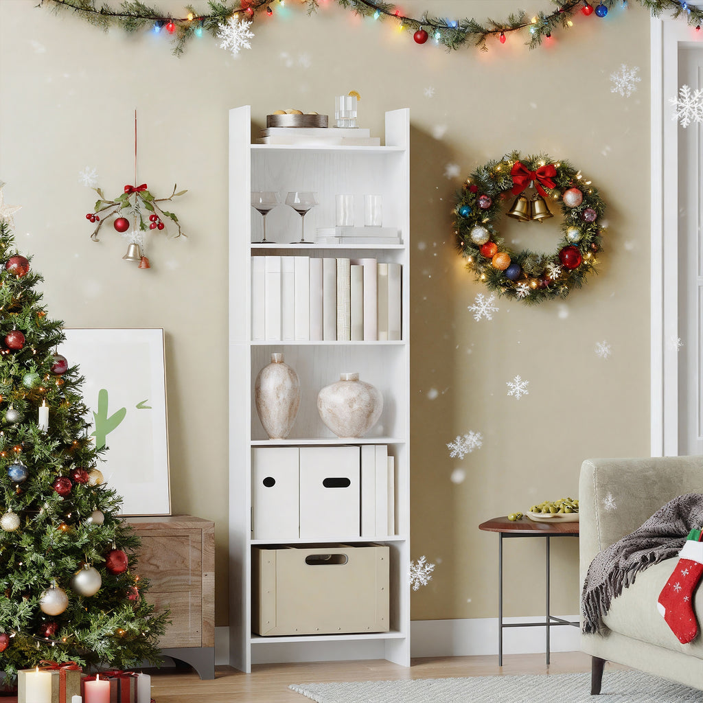 Hzuaneri 6-Cube Room Divider Bookcase, 24 x 48 x 170 cm Open Shelf for Living Room, Study, Office, White