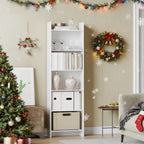 Hzuaneri 6-Cube Room Divider Bookcase, 24 x 48 x 170 cm Open Shelf for Living Room, Study, Office, White