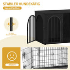 Hzuaneri Wooden Dog Crate Furniture, 31.5" Indoor Dog Kennel with Cushion, Dog Cage for Small Medium Dogs, Decorative Pet House Side End Table, Chew-Resistant, Black