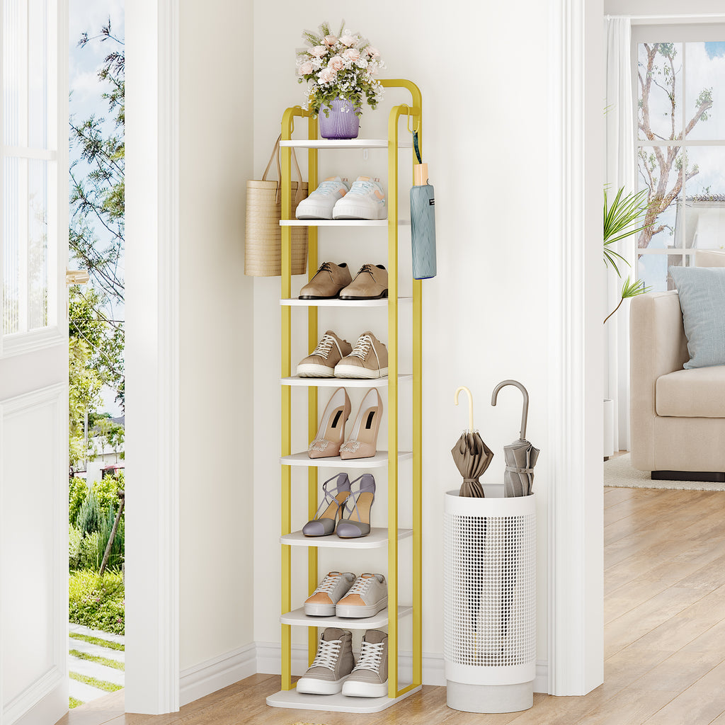 Hzuaneri Adjustable 8-Tier Vertical Shoe Rack, Space Saving Shoe Storage Unit