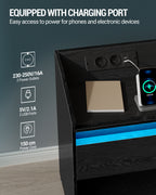 Hzuaneri Bedside Table with LED Light & Charging Station, 2 USB Ports & Outlets, Storage Drawer