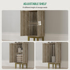Hzuaneri Bathroom Storage Cabinet, 32.7" Tall Space‑Saving Corner Freestanding Floor Organizer with Door, Adjustable Shelves & Built‑in Toilet Paper Holder for Small Spaces, Rustic Greige
