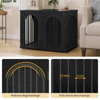 Hzuaneri Wooden Dog Crate Furniture, 31.5" Indoor Dog Kennel with Cushion, Dog Cage for Small Medium Dogs, Decorative Pet House Side End Table, Chew-Resistant, Black