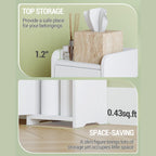 Hzuaneri Bathroom Storage Cabinet, 29.5" Tall Small Freestanding Corner Cabinet with 2 Doors & Adjustable Shelf, Space‑Saving Narrow Organizer for Compact Bathroom Spaces, White