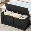 Hzuaneri 43.3" Large Storage Chest, Wooden Storage Bench with 2 Hinges, Lift-Top Chest Organizer for Living Room, Bedroom, Entryway, Black