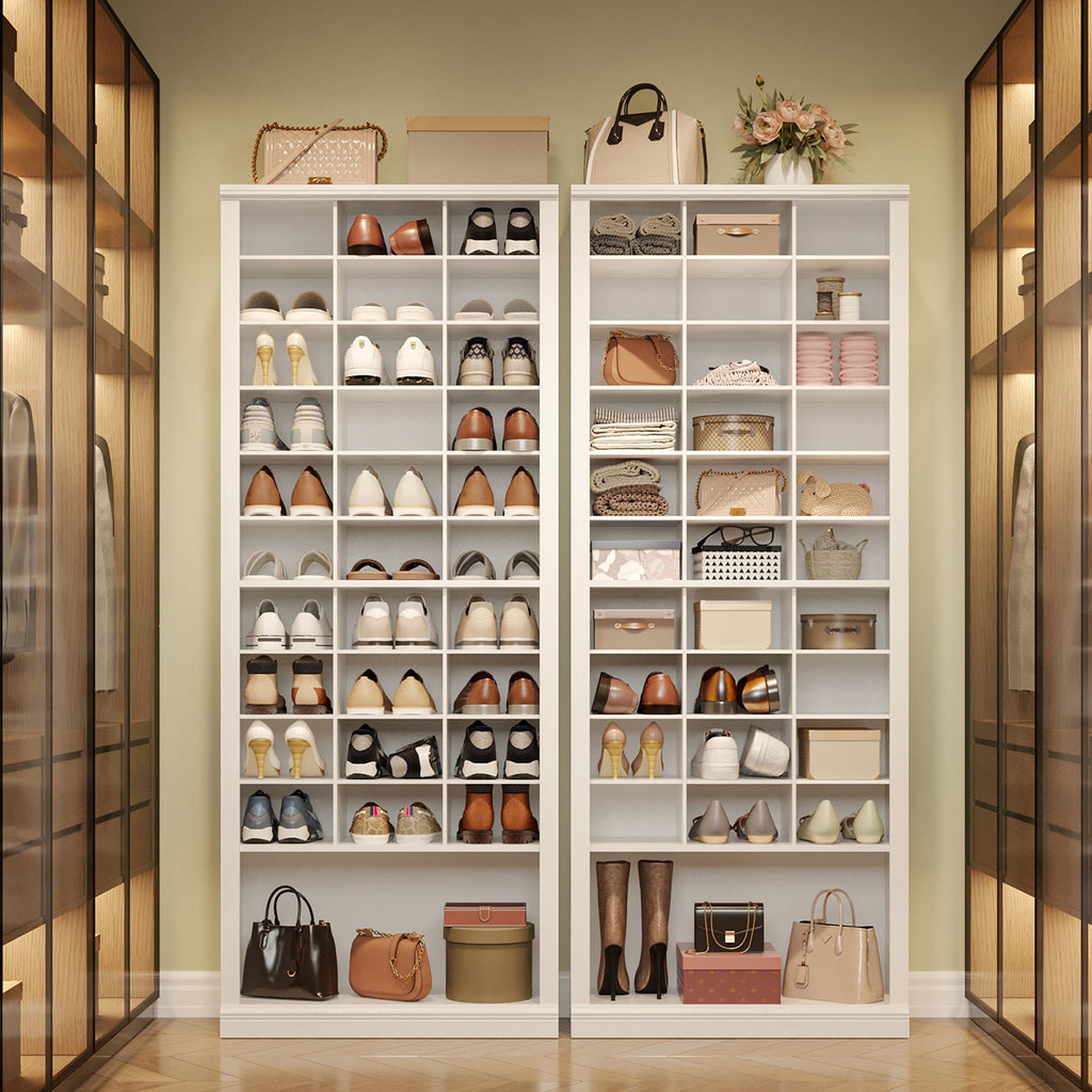 Hzuaneri 11-Tier Shoe Storage Cabinet, 28.7 in Wide Wooden Shoe Rack with 30 Cubbies, Tall Freestanding Shoe Organizer for 30-33 Pairs, Easy Assembly Shoe Cabinet for Closet, Entryway, Living Room, White