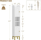 Bathroom Storage Cabinet, Narrow Bathroom Cabinet for Small Spaces with 2 Doors, 4 Adjustable Feet, Slim Freestanding Design, White