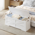 47.2" Storage Chest, Wooden Lift-Top Bench Trunk with 2 Hinges, Shoe Bench Organizer, White