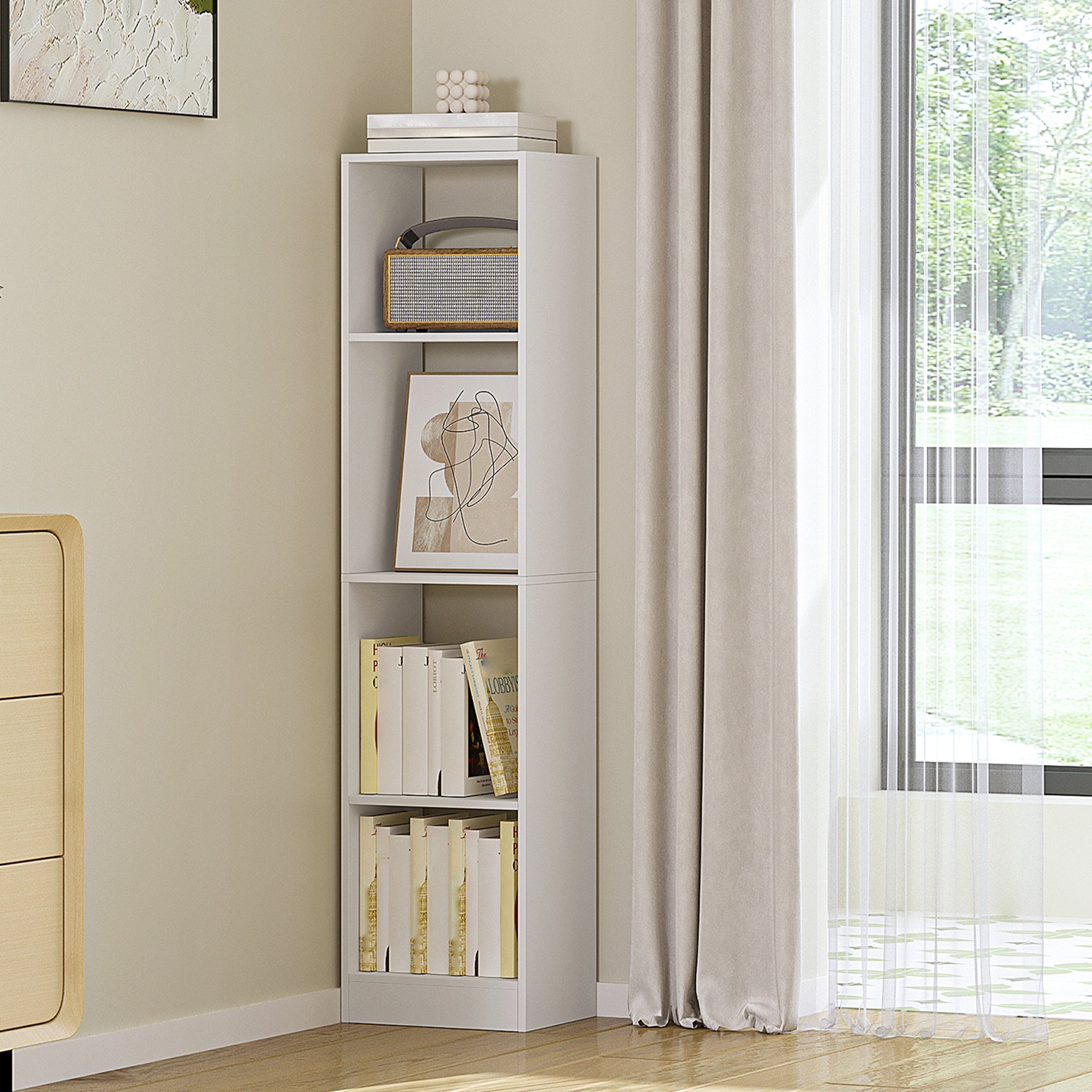 Hzuaneri Modern Bookcase, Open Wooden Storage Shelf for Living Room, Display Organizer