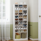 Hzuaneri 11-Tier Shoe Storage Cabinet, 28.7 in Wide Wooden Shoe Rack with 30 Cubbies, Tall Freestanding Shoe Organizer for 30-33 Pairs, Easy Assembly Shoe Cabinet for Closet, Entryway, Living Room, White
