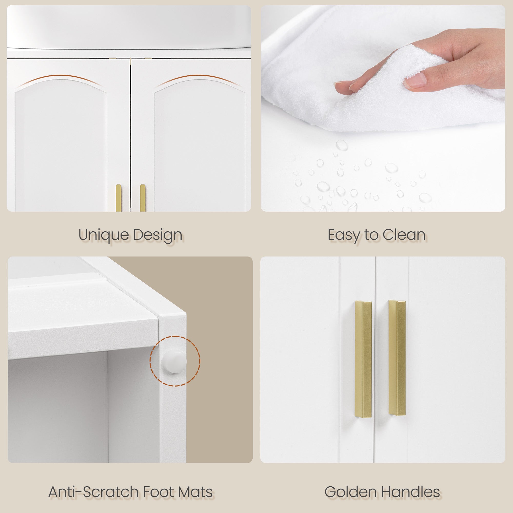 HEXCELEN Vanity Unit, Bathroom Cabinet, 30 × 90 × 61.2 cm, Vanity Unit with 2 Doors, 6 Open Shelves, Bathroom Cabinet, Adjustable Shelf, Ample Storage Space, White 506103X