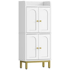 Hzuaneri Bathroom Storage Cabinet, 32.7" H Freestanding Multi‑Room Floor Organizer with 4 Doors & Adjustable Feet for Living Room, Kitchen & Compact Spaces, White