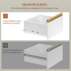HEXCELEN Bathroom Cabinet, Kitchen Cabinet, Storage Cabinet with 4 Drawers and Open Shelf, Bathroom Cabinet High, Adjustable Shelf, for Bathroom, Living Room, White Gold, 30 x 80 x 110 cm, 580103X